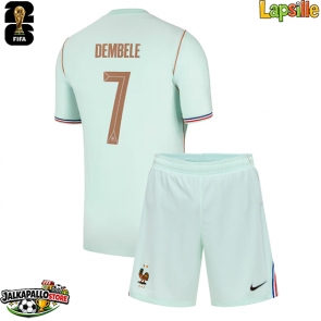 Ranska Ousmane Dembele #7 Vieraspaita Lapsille MM-kisat 2026 Lyhythihainen (+ shortsit)